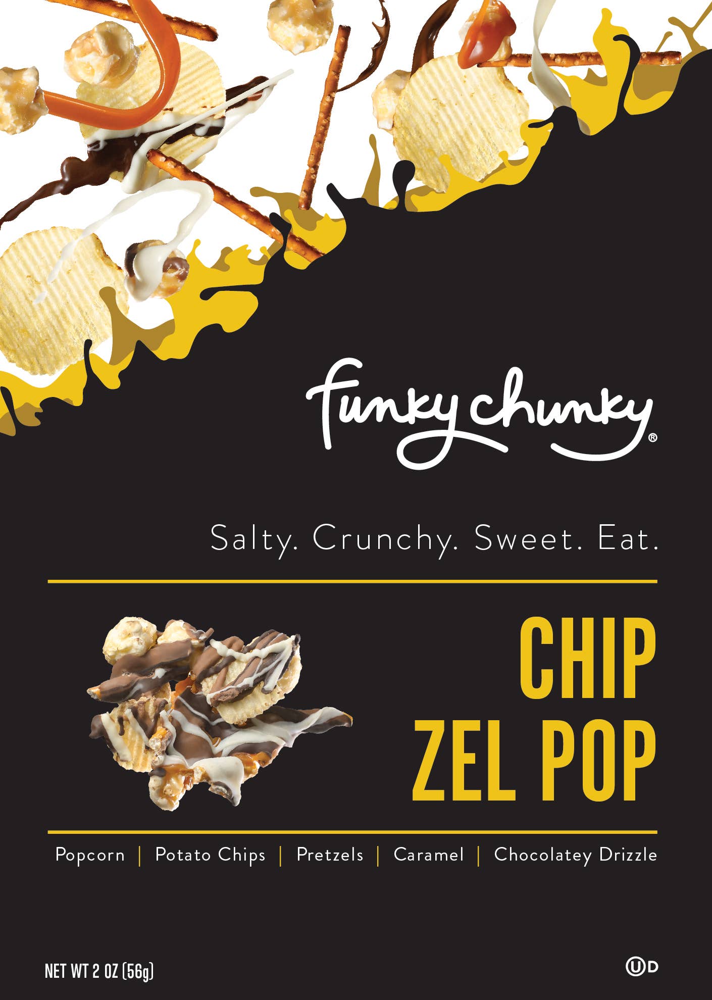 Funky Chunky - Chip Zel Pop | Chocolate Popcorn | 2-ounce Bags