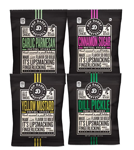 Pop Daddy - Variety box of 1.5 oz pretzels - 4 flavors
