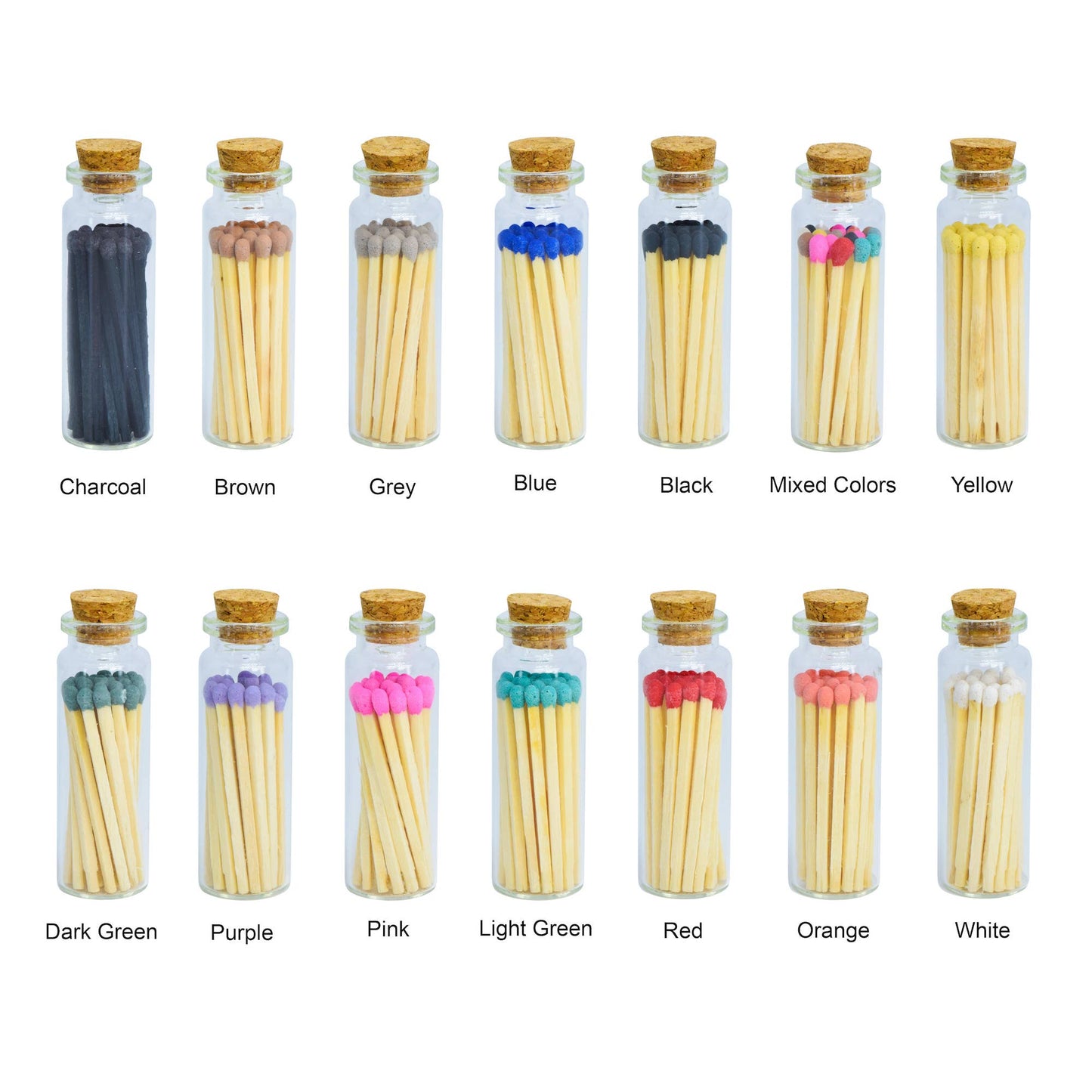 Chandler Studio - Small Match Bottles - Safety Matches in Jars - White: 20 Matchsticks Jar