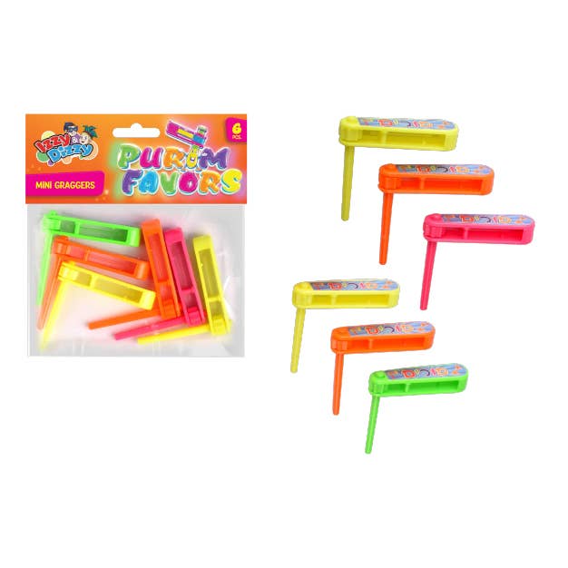 Ner Mitzvah - Purim Mini Graggers - 6 Pack