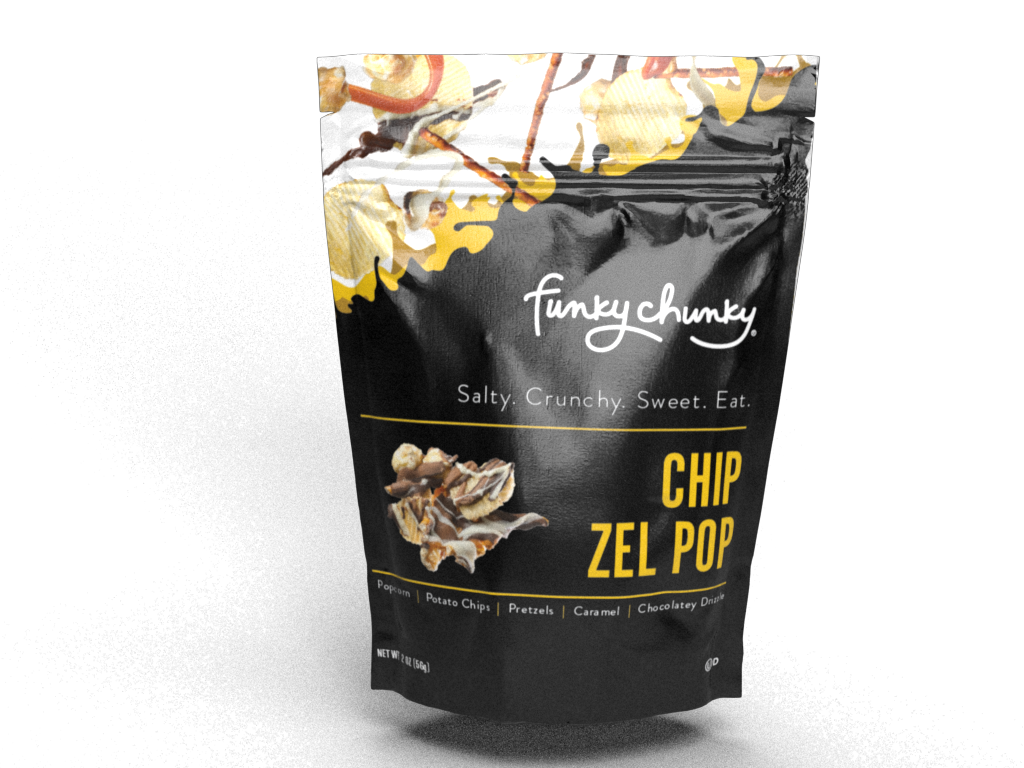 Funky Chunky - Chip Zel Pop | Chocolate Popcorn | 2-ounce Bags