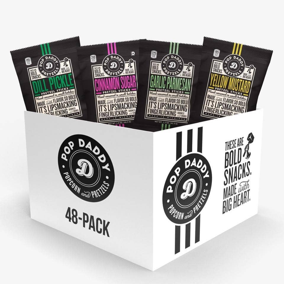 Pop Daddy - Variety box of 1.5 oz pretzels - 4 flavors