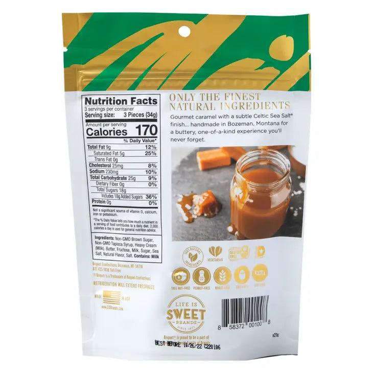Bequet Confections Sea Salt Caramels 3.6 oz Resealable Pouch Award Winner