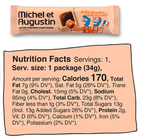 Michel et Augustin - 1 case of 18 Bars of Milk Chocolate and Caramel cookie