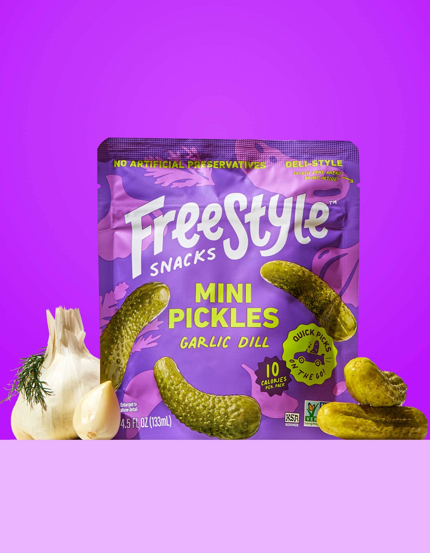 Freestyle Snacks - Garlic Dill Mini Pickles (6 Pack)