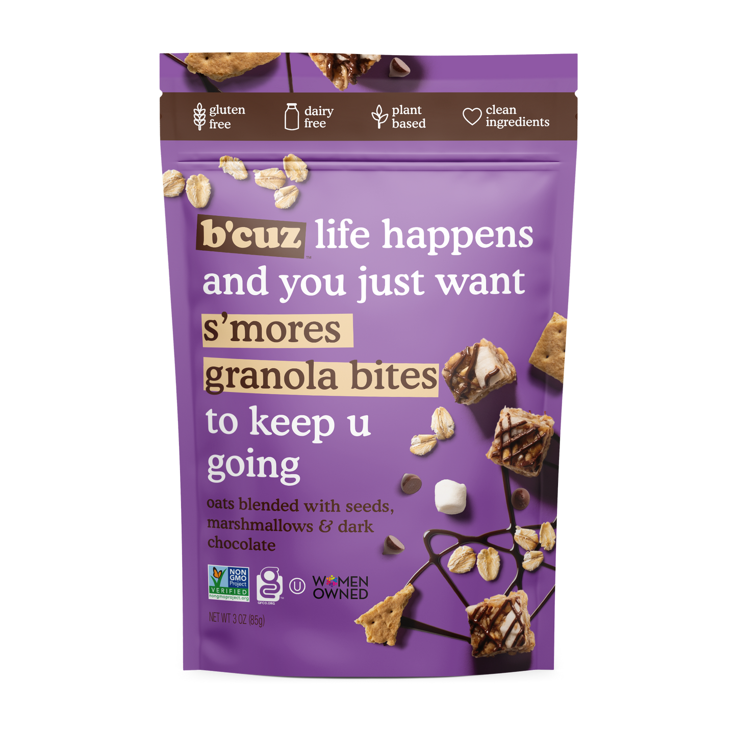 Bcuz Snacks - S'more Granola Bites 3oz. 12 pack