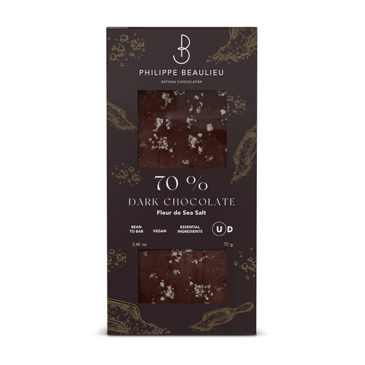 Philippe Beaulieu Artisan Chocolatier - 70% Dark chocolate bar Fleur de Sea Salt