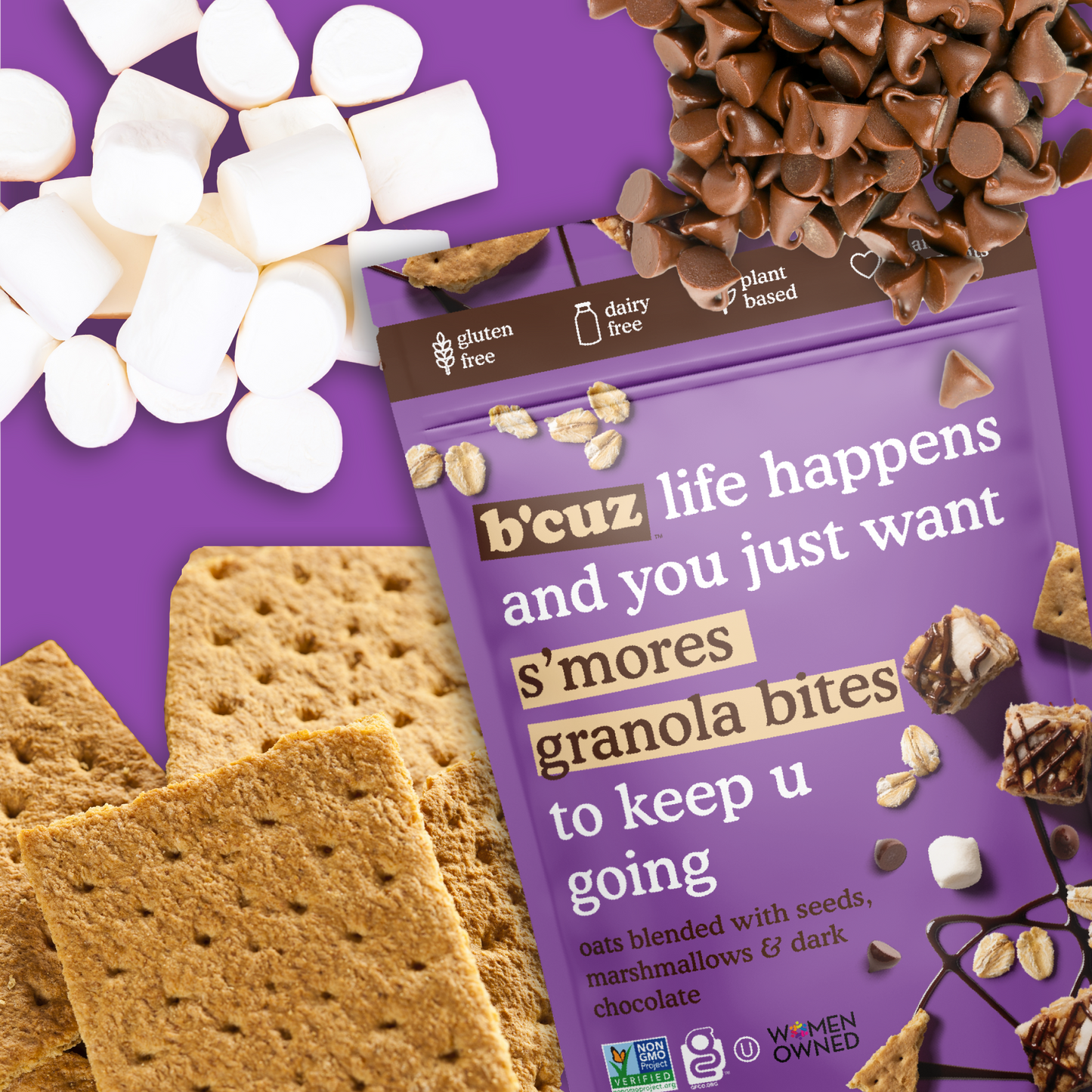Bcuz Snacks - S'more Granola Bites 3oz. 12 pack