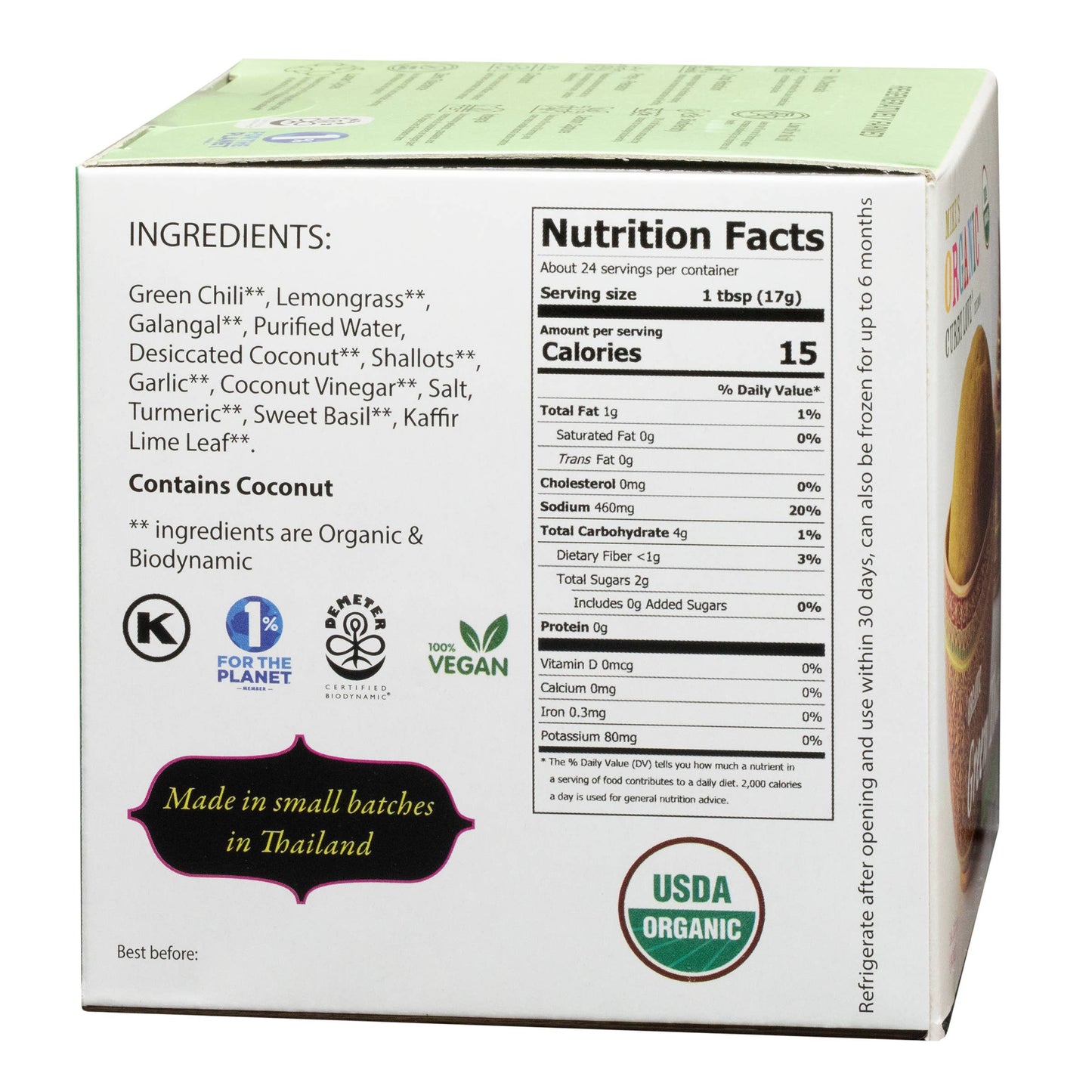 Mike's Organic Curry Love - Biodynamic Green Thai Curry Paste - Restaurant size