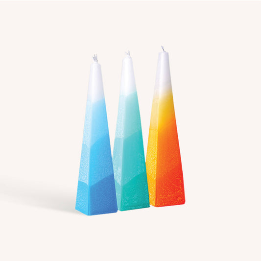 Ner Mitzvah - Pyramid Shape Havdalah Candle - 10" - Assorted Colors