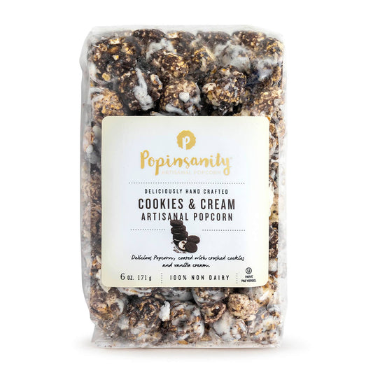 Popinsanity Popcorn - Vegan Cookies and Cream - 6 ozs