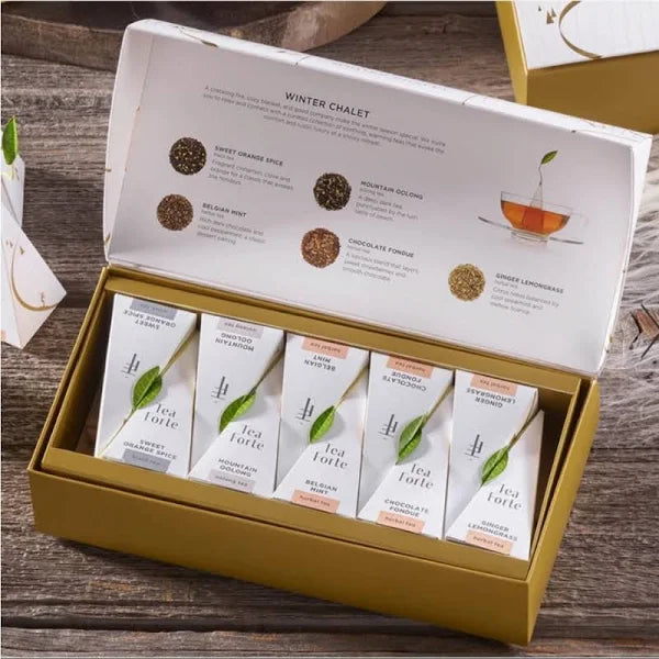 Tea Forte Winter Chalet Petite Presentation Box-10 Pyramid Tea Infusers