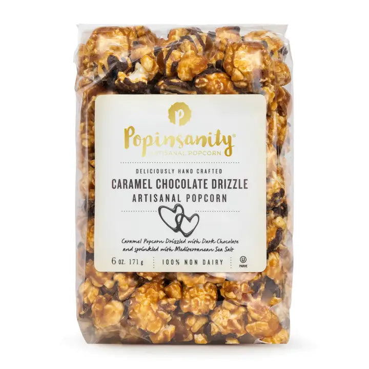 Popinsanity Popcorn  - Vegan Caramel Chocolate Drizzle - 6 oz