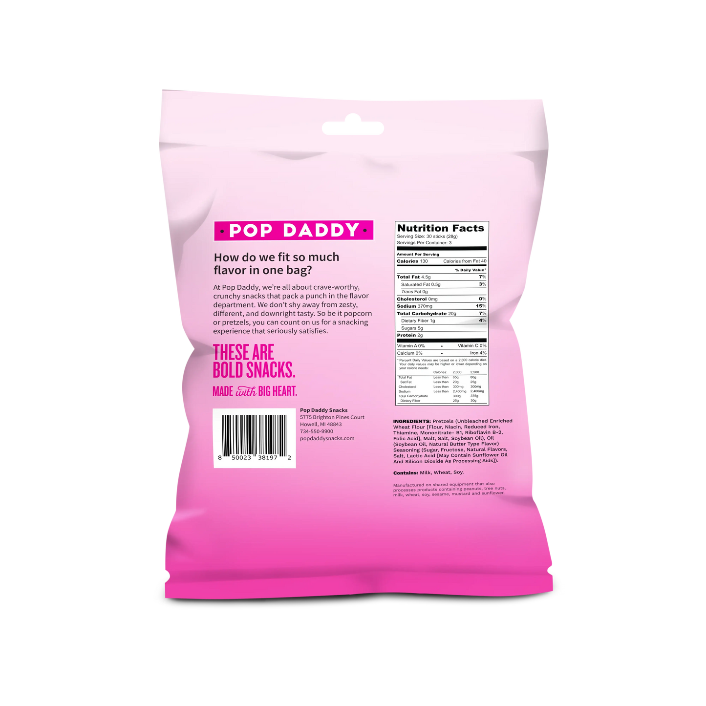 Pop Daddy Snacks - Pop Daddy -Birthday Cake Seasoned Pretzels 3.0 oz