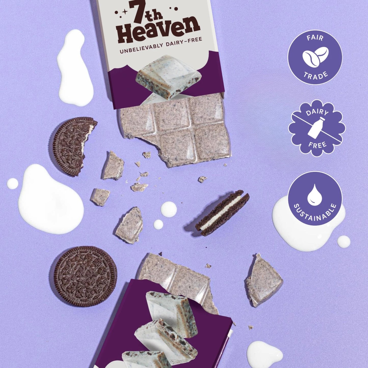 7th Heaven Vegan Oat Milk Chocolate Bar with Cookies